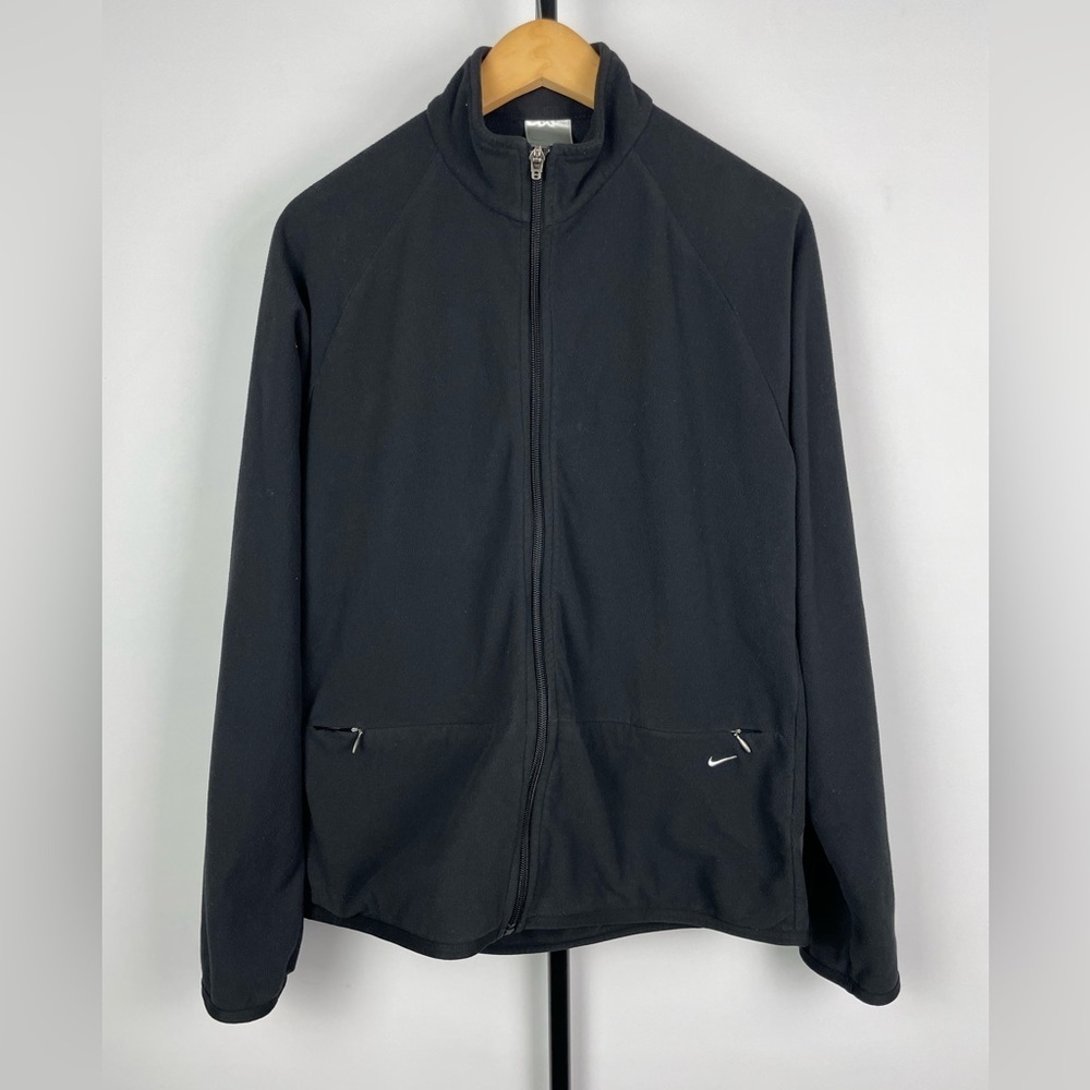 Vintage Nike‎ Black Therma Fit Microfiber Fleece Full Zip Sweater